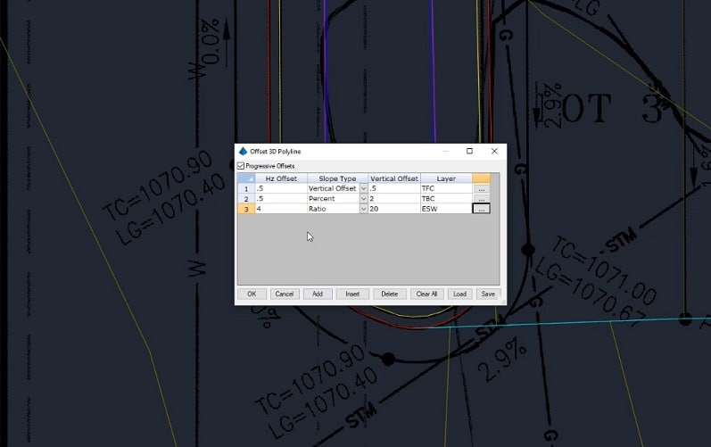 offset 3D polyline in civil 3D