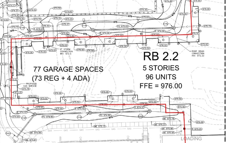 Civil Site graph of garage spaces